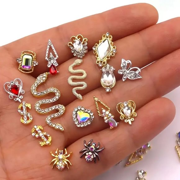 3D Alloy Nail Charms,Different Shapes 3D Crystals Zircon Large Rhinestones Metal - Picture 2 of 5